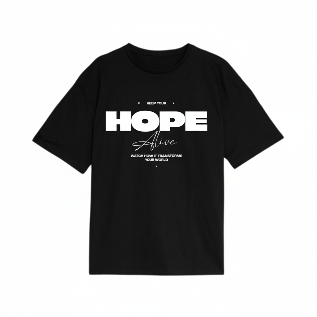 The Hope Tee: Inspirational Black Drop-Shoulder T-Shirt