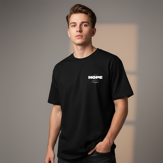 The Hope Tee: Inspirational Black Drop-Shoulder T-Shirt