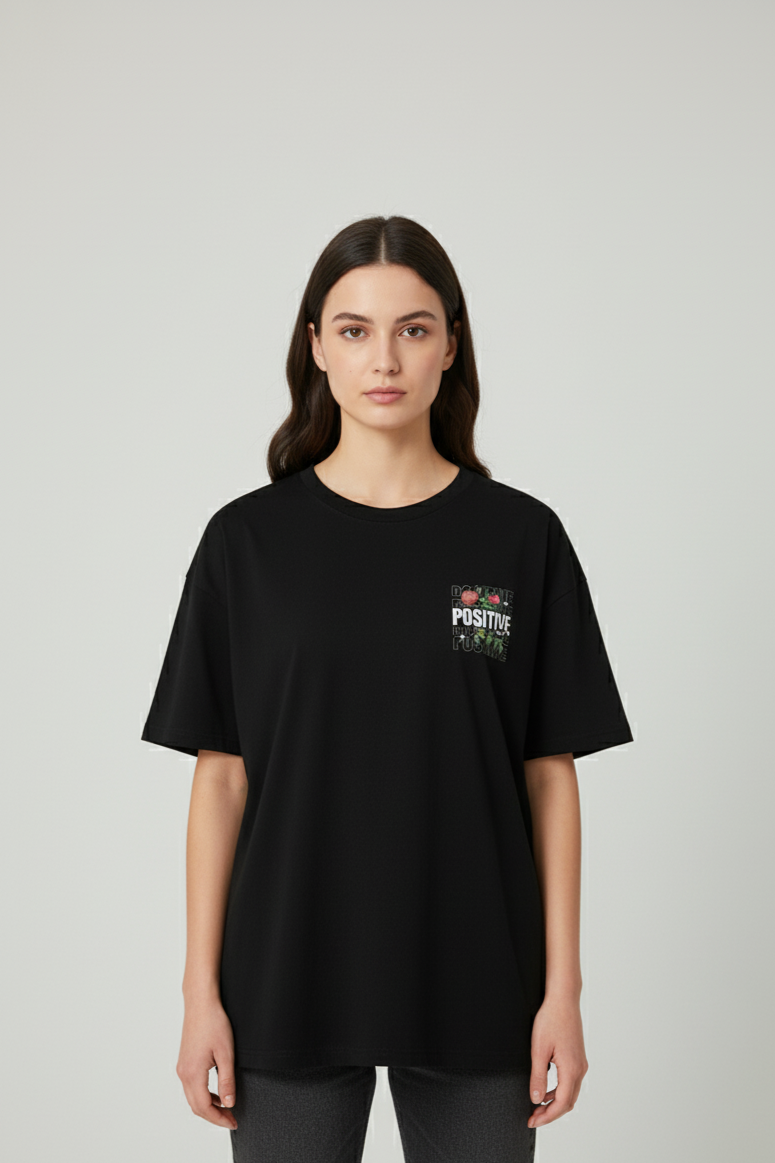 Positive Vibes Down Shoulder T-Shirt