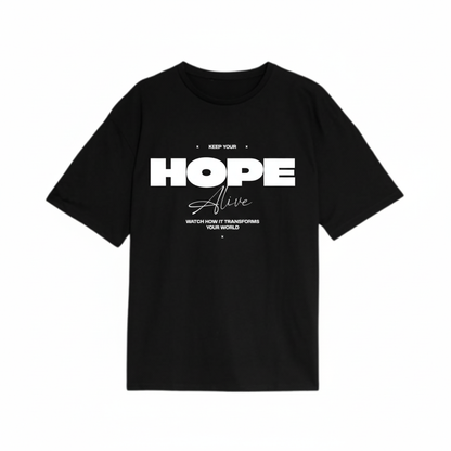 The Hope Tee: Inspirational Black Drop-Shoulder T-Shirt
