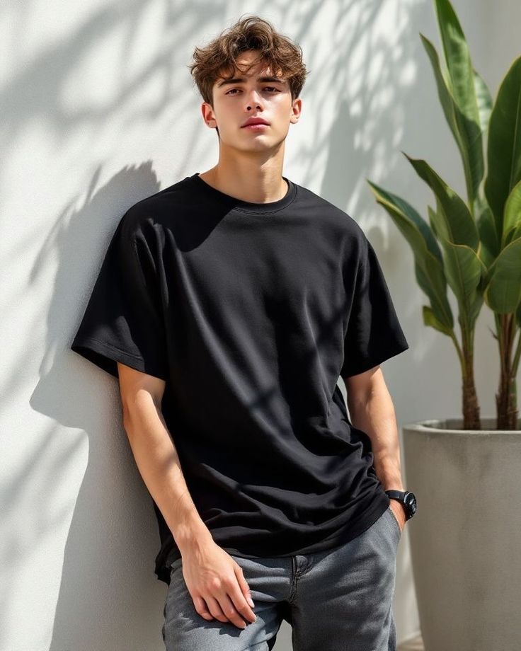Drop Shoulder Tee: Black